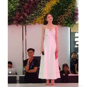 Reformation Daria Dress seen on Nana Im Jinah White Linen pleats lace maxi dress